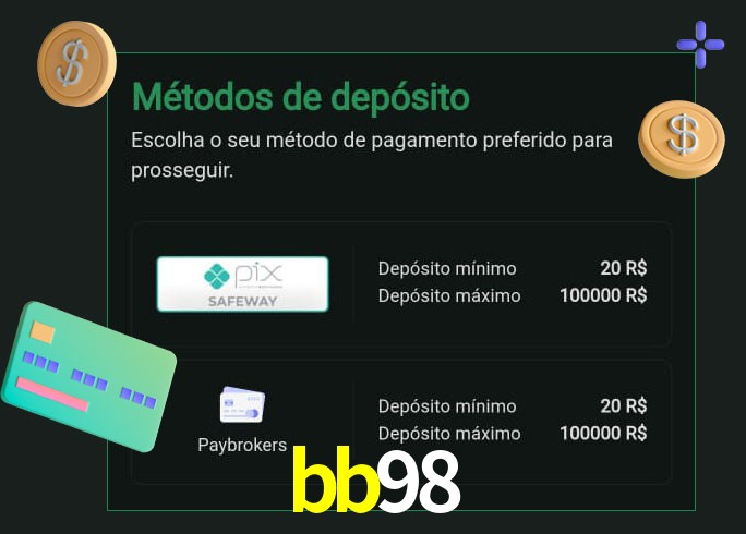 O cassino bb98 oferece uma grande variedade de métodos de pagamento